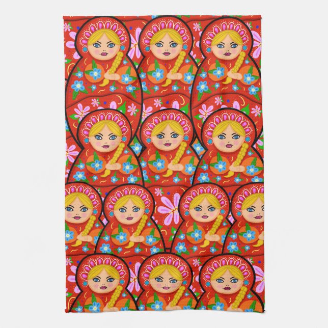 Russian Nesting Doll - Matryoshka Tea Towel (Vertical)