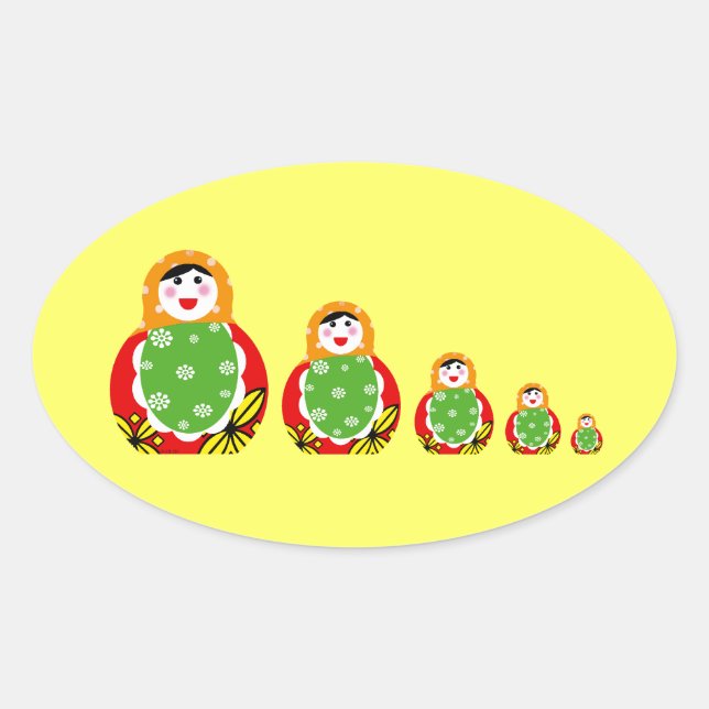 Russian nesting doll oval sticker (Front)