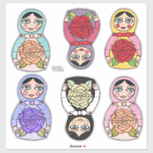 Russian Nesting Matryoshka Dolls Illustrated