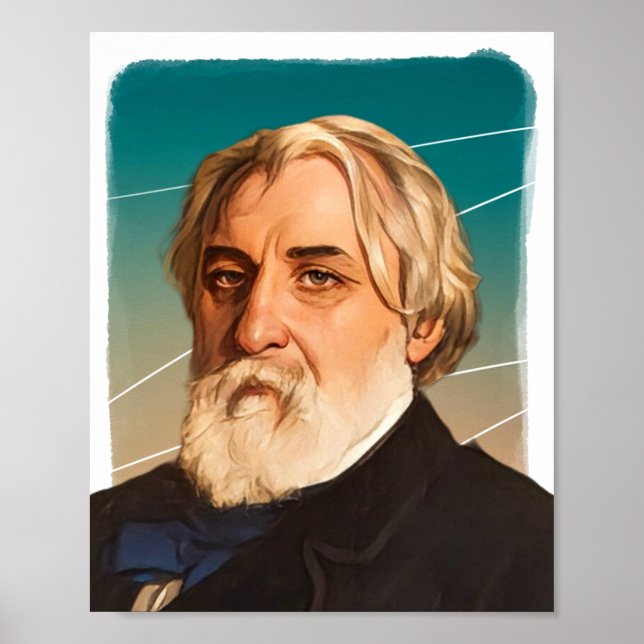 Russian Novelist Ivan Turgenev illustration  Poster (Front)