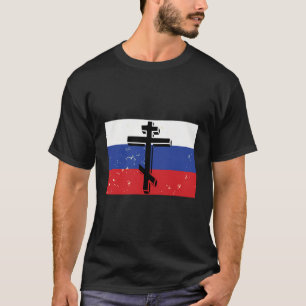 Russian Orthodox Christian Flag Cross T-Shirt