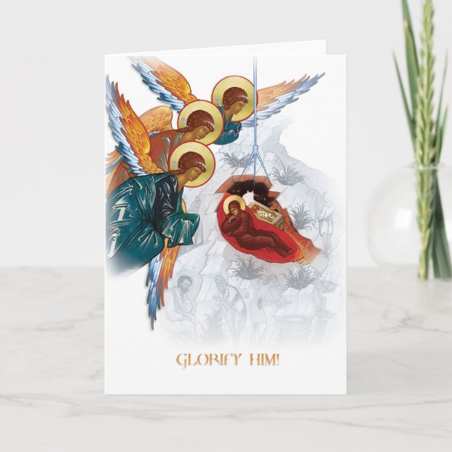 Russian Orthodox Christmas card with Nativity icon (Front)