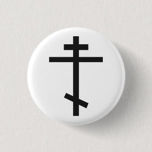 Russian Orthodox Cross 3 Cm Round Badge