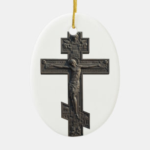 Russian orthodox cross ceramic tree decoration