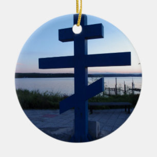Russian Orthodox Cross Ceramic Tree Decoration