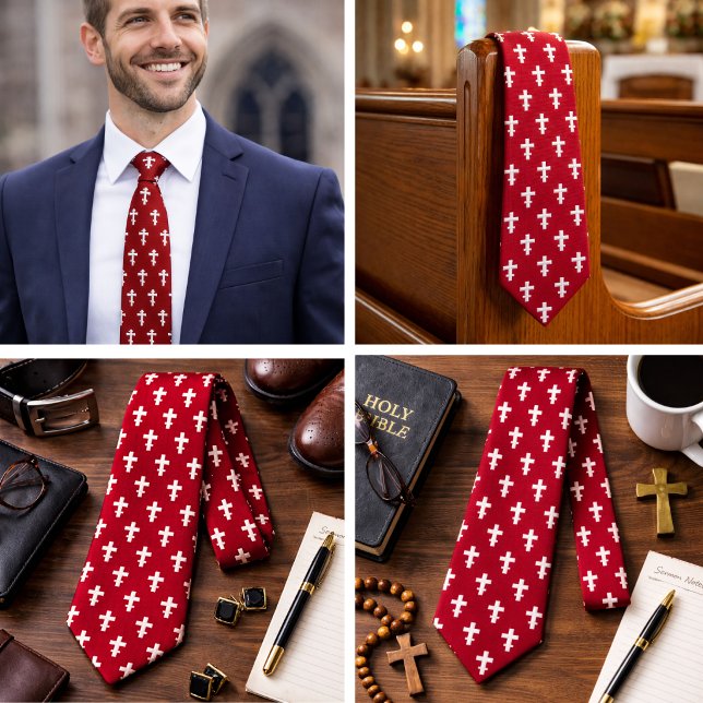 Russian Orthodox Cross Red Christian  Tie (Russian Orthodox Cross Red Christian Neck Tie)