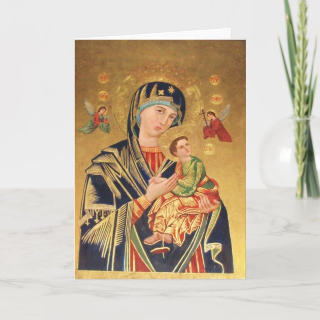 Russian Orthodox Icon - Virgin Mary and baby Jesus Card (Front)