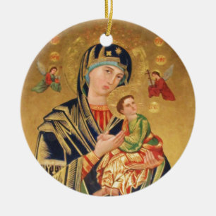 Russian Orthodox Icon - Virgin Mary and baby Jesus Ceramic Tree Decoration