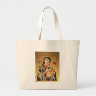 Russian Orthodox Icon - Virgin Mary and baby Jesus Large Tote Bag