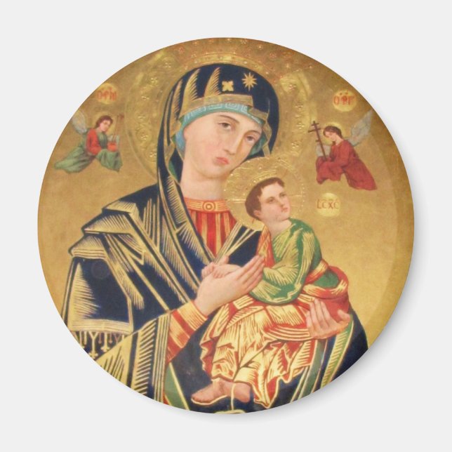 Russian Orthodox Icon - Virgin Mary and baby Jesus Magnet (Front)