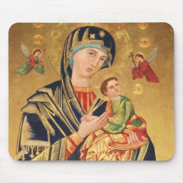 Russian Orthodox Icon - Virgin Mary and baby Jesus Mouse Mat (Front)