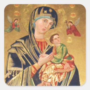 Russian Orthodox Icon - Virgin Mary and baby Jesus Square Sticker