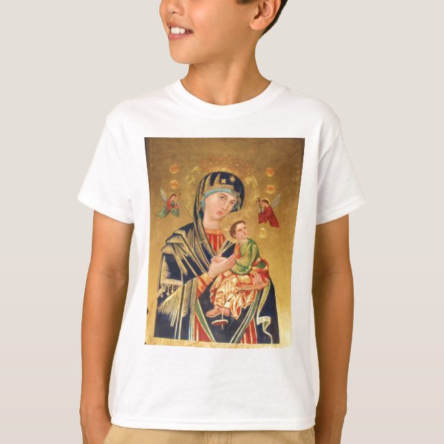 Russian Orthodox Icon - Virgin Mary and baby Jesus T-Shirt (Front)