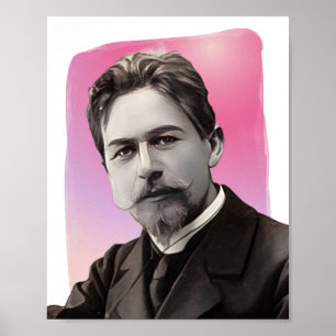 Russian Playwright Anton Chekhov illustration  Poster
