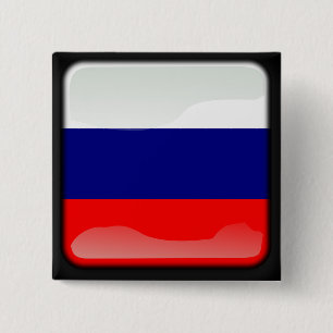 Russian polished flag 15 cm square badge