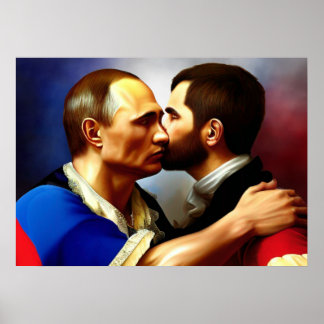Russian president kissing a man poster