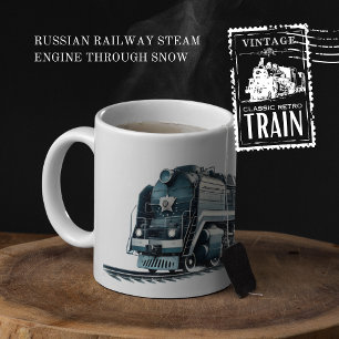 Russian Railway Steam Engine Through Snow Two-Tone Coffee Mug