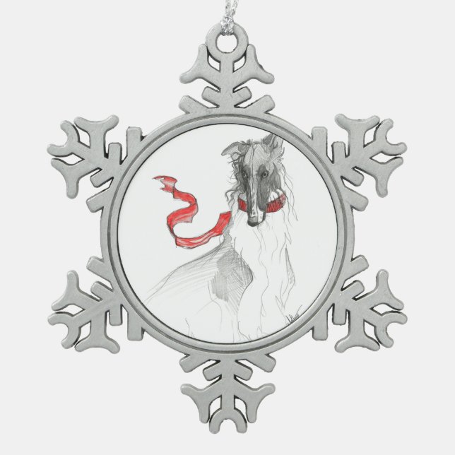 Russian Red Borzoi Ornament (Front)