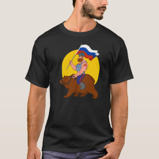 Russian riding a bear. T-Shirt