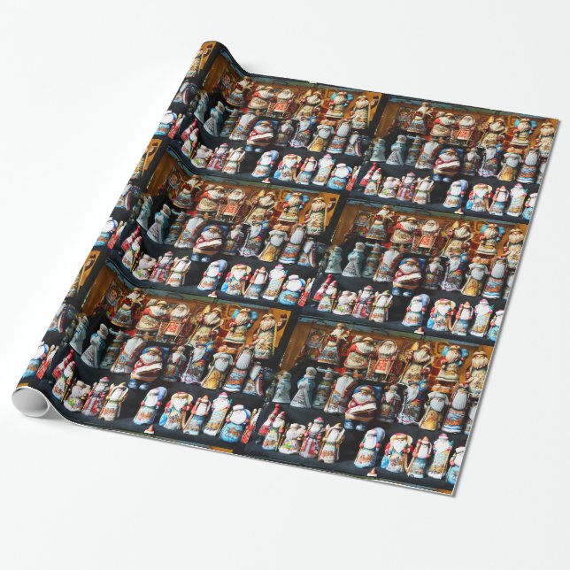 Russian Santas Wrapping Paper (Unrolled)