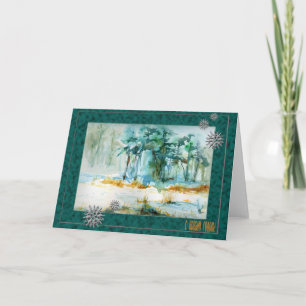 Russian Seasonal New Year Greeting Card with Snow