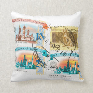 Russian stamps cushion