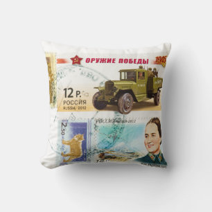 Russian stamps cushion