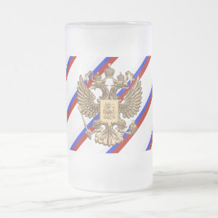 Russian stripes flag frosted glass beer mug
