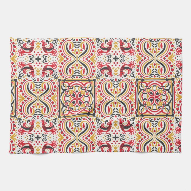 Russian style boho chic pattern  tea towel (Horizontal)