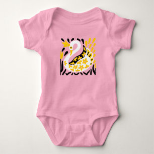 Russian Style Fairy Tale Royal Crowned Swan Baby Bodysuit