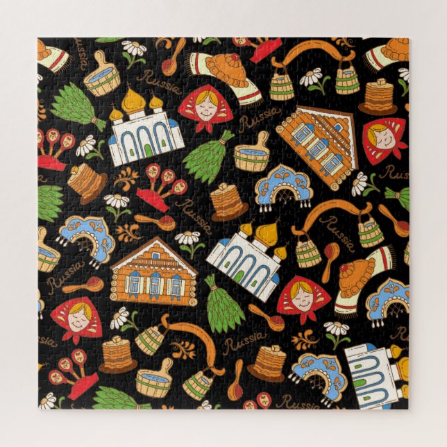 Russian Symbols: Coloured Vintage Pattern. Jigsaw Puzzle (Vertical)