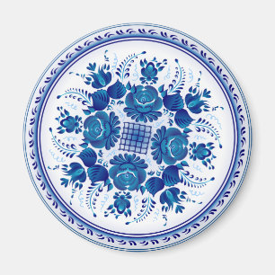 Russian traditional ornament in Gzhel style Magnet