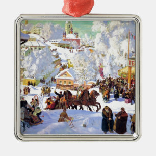 Russian Village in the Winter Metal Tree Decoration