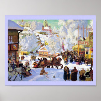 Russian Village in the Winter Poster