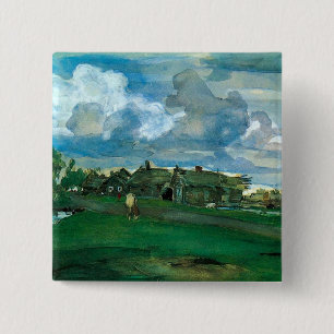 Russian Village Valentin Serov 15 Cm Square Badge