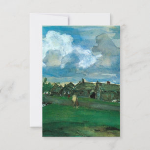 Russian Village Valentin Serov Thank You Card