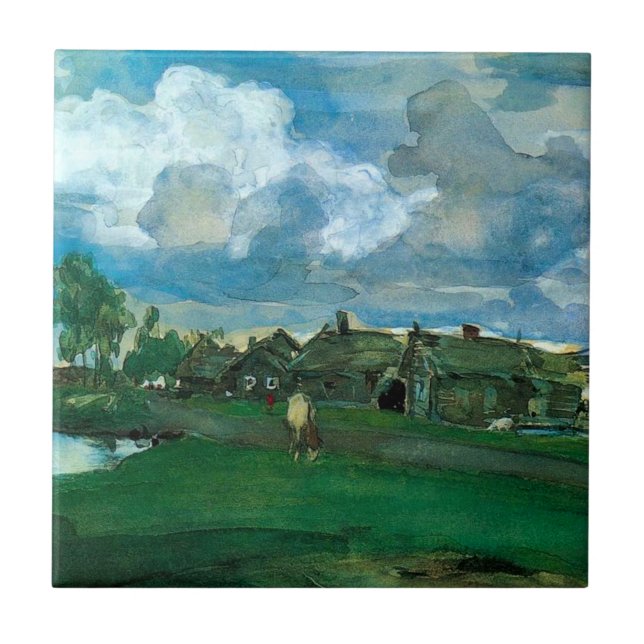 Russian Village Valentin Serov Tile (Front)