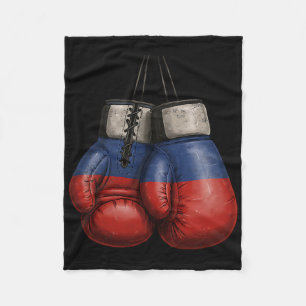Russian Vintage Style Boxing Gloves With Russia Fl Fleece Blanket
