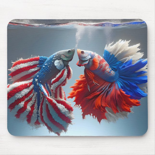 Russian vs. American Betta Fish Mouse Mat (Front)