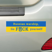 Russian Warship Go F Yourself Ukraine Support Bumper Sticker (On Car)