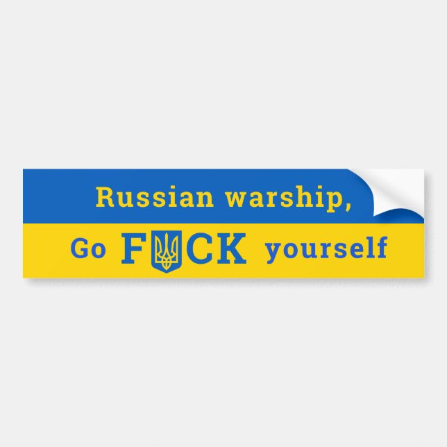 Russian Warship Go F Yourself Ukraine Support Bumper Sticker (Front)