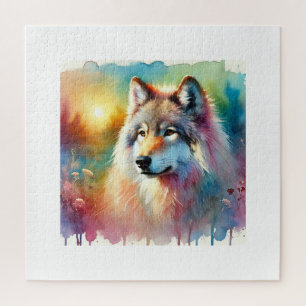 Russian Wolf 200924AREF121 - Watercolor Jigsaw Puzzle
