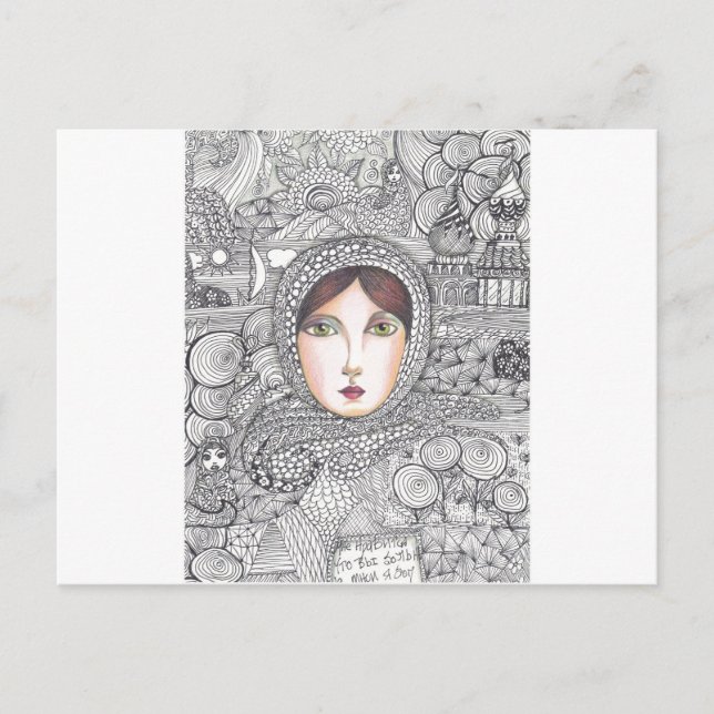 russian woman postcard (Front)