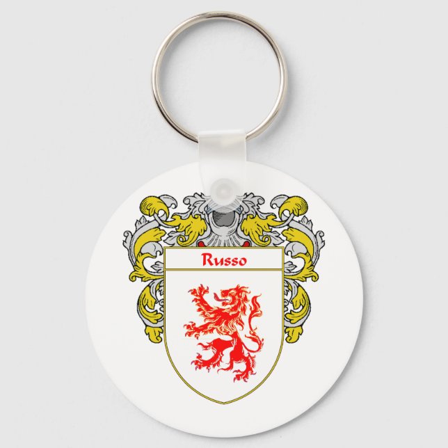 Russo Coat of Arms (Mantled) Key Ring (Front)