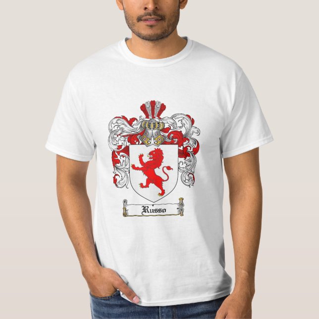 Russo Family Crest - Russo Coat of Arms T-Shirt (Front)