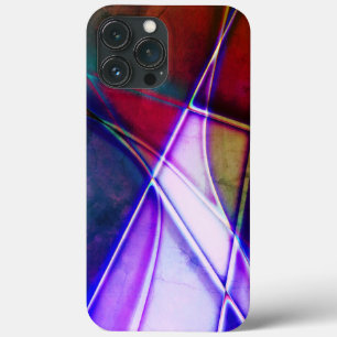 Rust aged coloured geometric shapes with neon ligh iPhone 13 pro max case