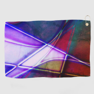 Rust aged coloured geometric shapes with neon ligh golf towel