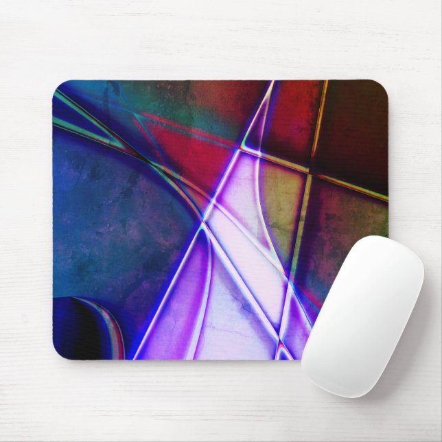 Rust aged coloured geometric shapes with neon ligh mouse mat (With Mouse)