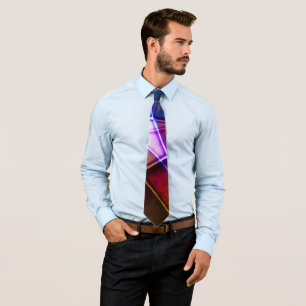 Rust aged coloured geometric shapes with neon ligh tie
