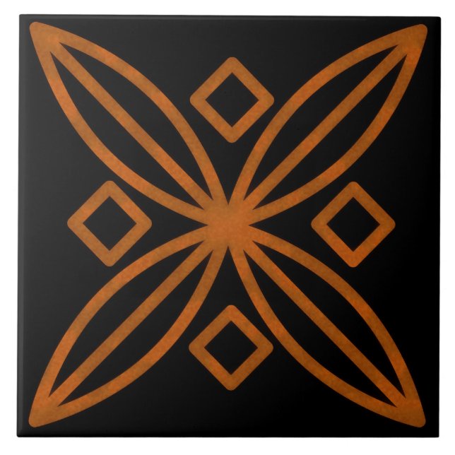 Rust and Black Decorative Square Tile Art (Front)